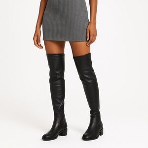 Lornah Over-the-Knee Black Faux Leather Boots | Size 9